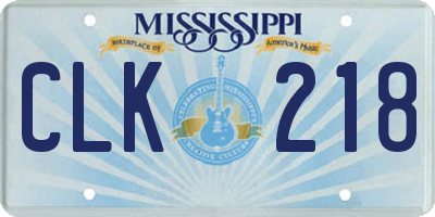 MS license plate CLK218