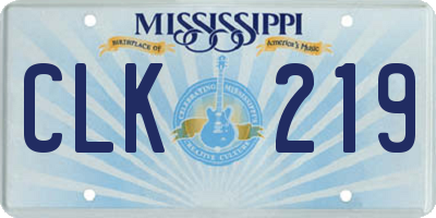 MS license plate CLK219