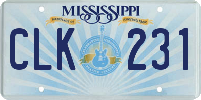 MS license plate CLK231