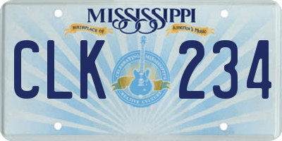 MS license plate CLK234