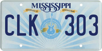 MS license plate CLK303