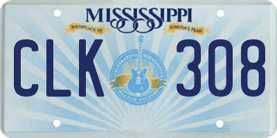 MS license plate CLK308