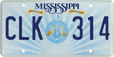 MS license plate CLK314