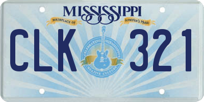 MS license plate CLK321