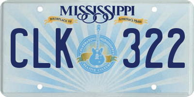 MS license plate CLK322