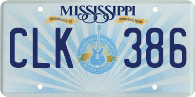 MS license plate CLK386
