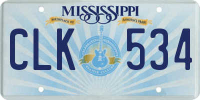 MS license plate CLK534