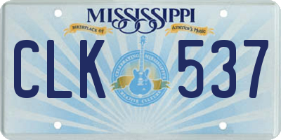MS license plate CLK537