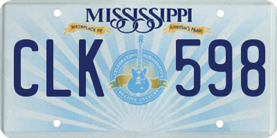 MS license plate CLK598