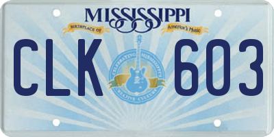 MS license plate CLK603