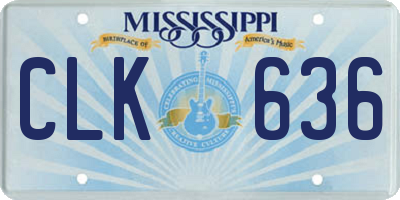 MS license plate CLK636