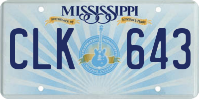 MS license plate CLK643