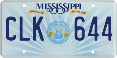 MS license plate CLK644