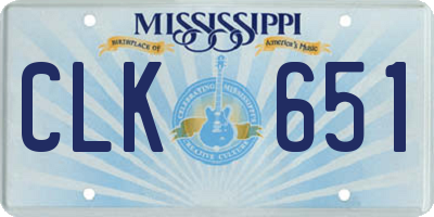 MS license plate CLK651