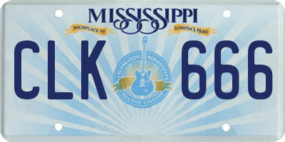 MS license plate CLK666