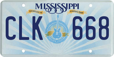 MS license plate CLK668