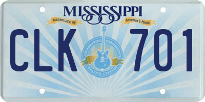 MS license plate CLK701