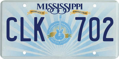 MS license plate CLK702
