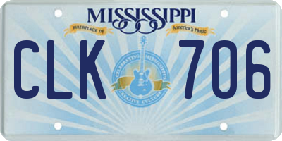 MS license plate CLK706