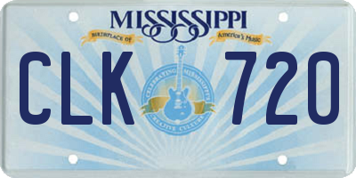 MS license plate CLK720