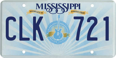 MS license plate CLK721