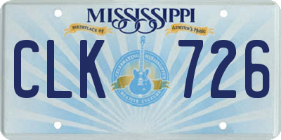 MS license plate CLK726