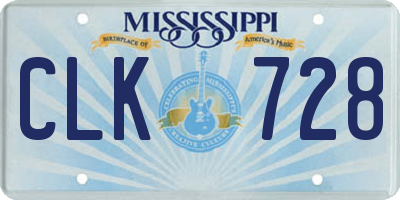 MS license plate CLK728