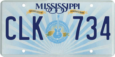 MS license plate CLK734