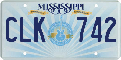 MS license plate CLK742