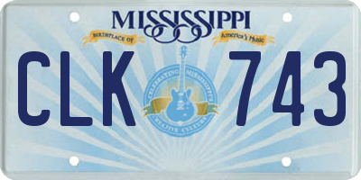 MS license plate CLK743