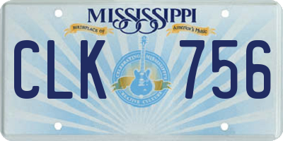 MS license plate CLK756