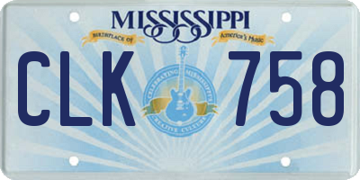 MS license plate CLK758