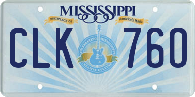 MS license plate CLK760