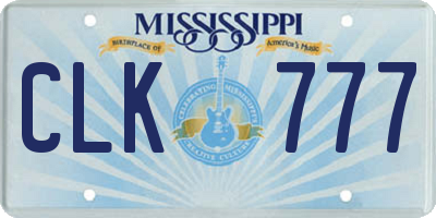 MS license plate CLK777