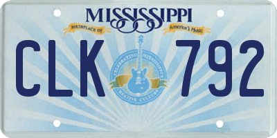 MS license plate CLK792