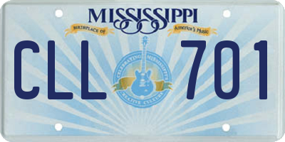 MS license plate CLL701