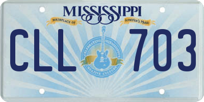 MS license plate CLL703