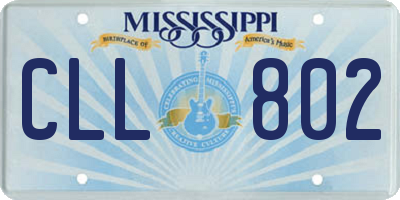 MS license plate CLL802