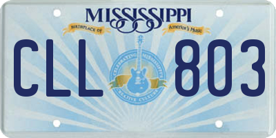 MS license plate CLL803