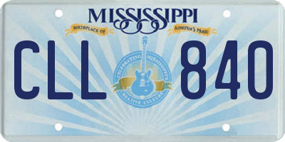 MS license plate CLL840