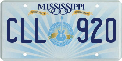 MS license plate CLL920