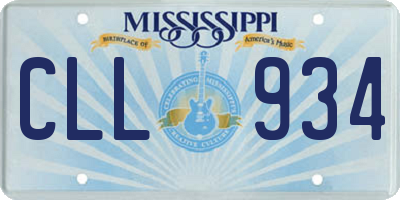 MS license plate CLL934