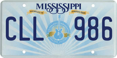 MS license plate CLL986