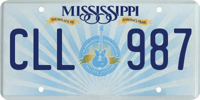 MS license plate CLL987