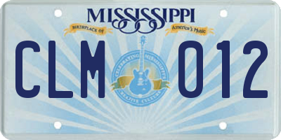 MS license plate CLM012