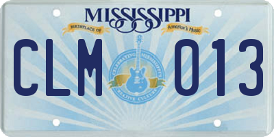 MS license plate CLM013