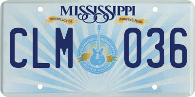 MS license plate CLM036