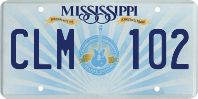 MS license plate CLM102