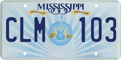 MS license plate CLM103