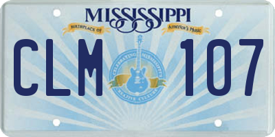 MS license plate CLM107